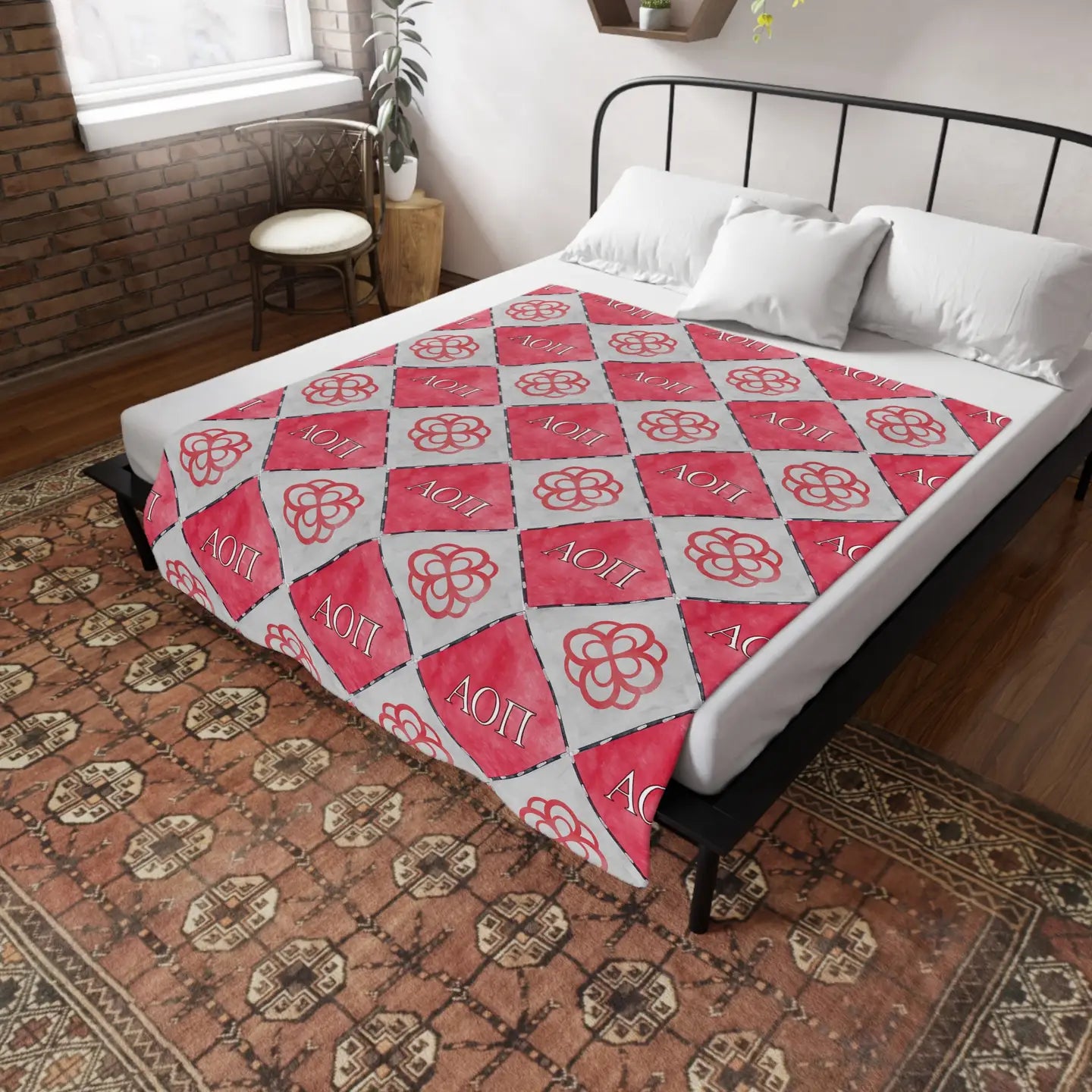 Alpha Omicron Pi Flannel Fleece Blanket