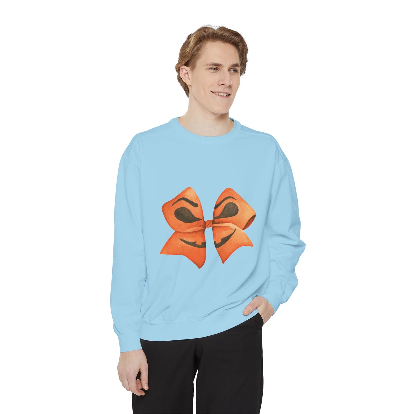 Pumpkin Bow Sweatshirt - Fall & Spring Comfort Colors Halloween Apparel