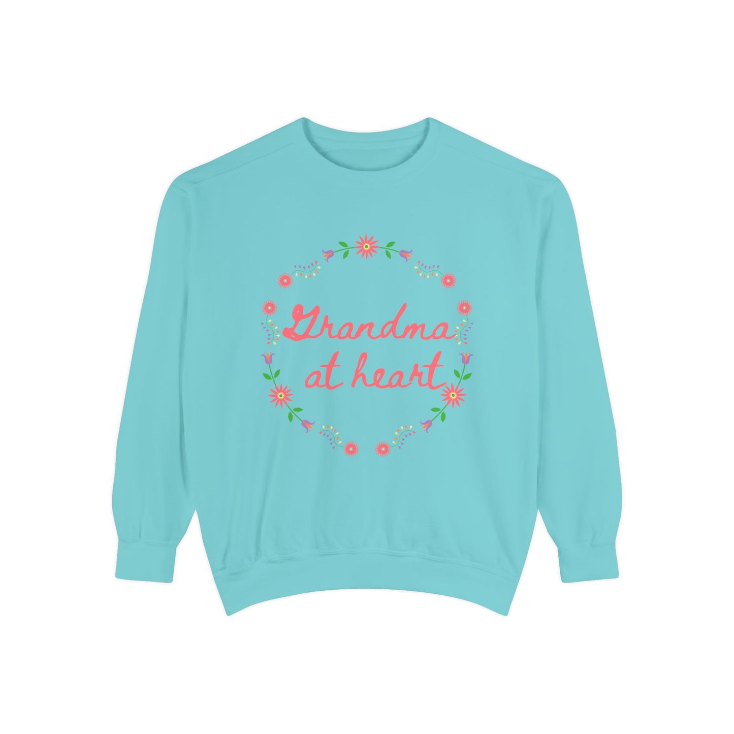 Grandma at Heart Sweatshirt, Cozy Gift for Grandma, Mother's Day Sweatshirt, Floral Design Pullover, Perfect for Warmth and Love
