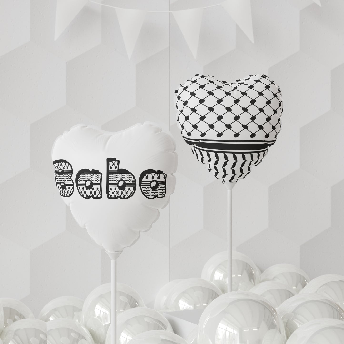 Balloon - Keffiyeh Print - Baba Dad in Arabic - 11"