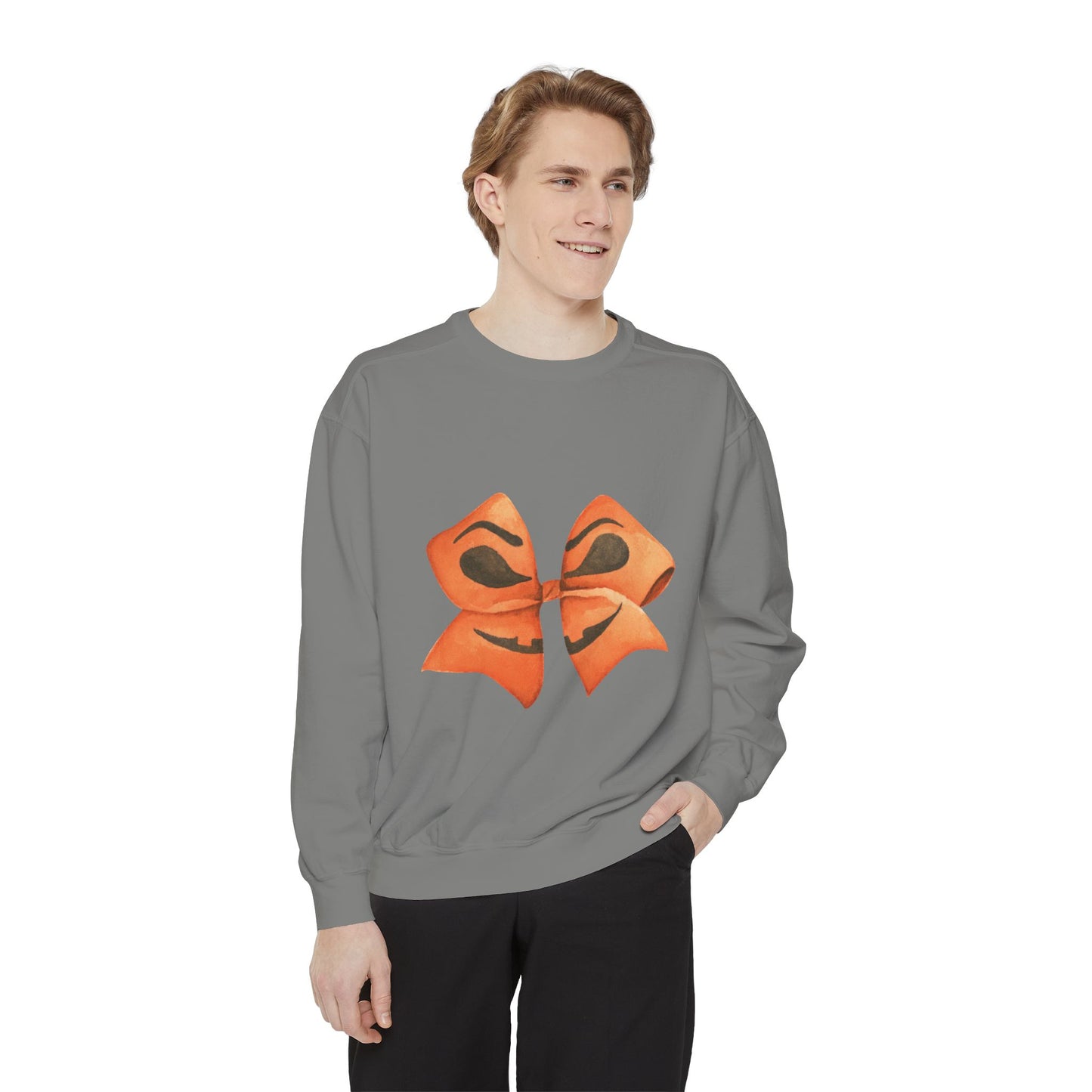 Pumpkin Bow Sweatshirt - Fall & Spring Comfort Colors Halloween Apparel
