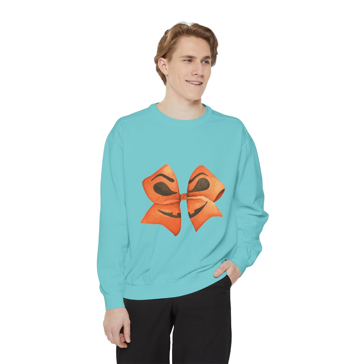 Pumpkin Bow Sweatshirt - Fall & Spring Comfort Colors Halloween Apparel