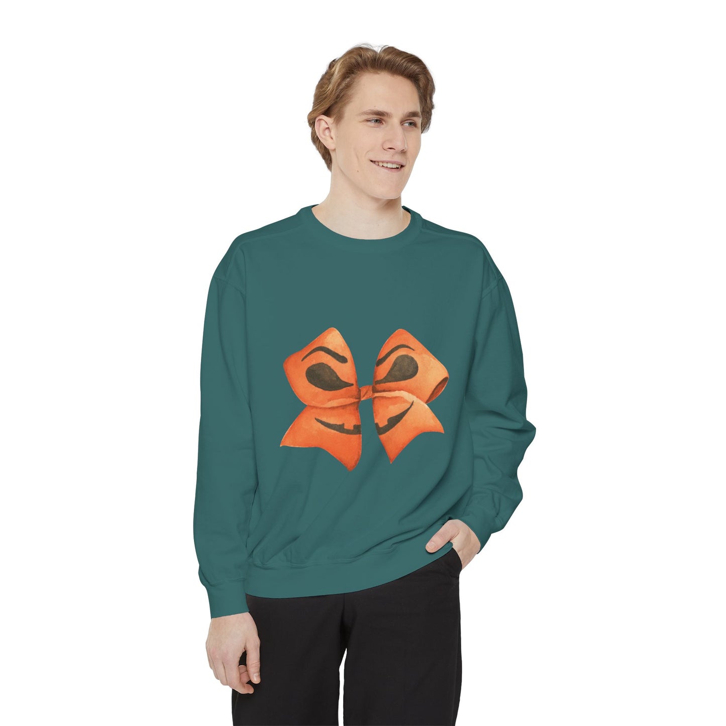 Pumpkin Bow Sweatshirt - Fall & Spring Comfort Colors Halloween Apparel