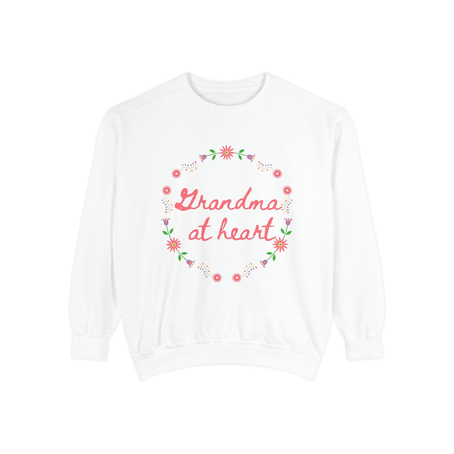 Grandma at Heart Sweatshirt, Cozy Gift for Grandma, Mother's Day Sweatshirt, Floral Design Pullover, Perfect for Warmth and Love
