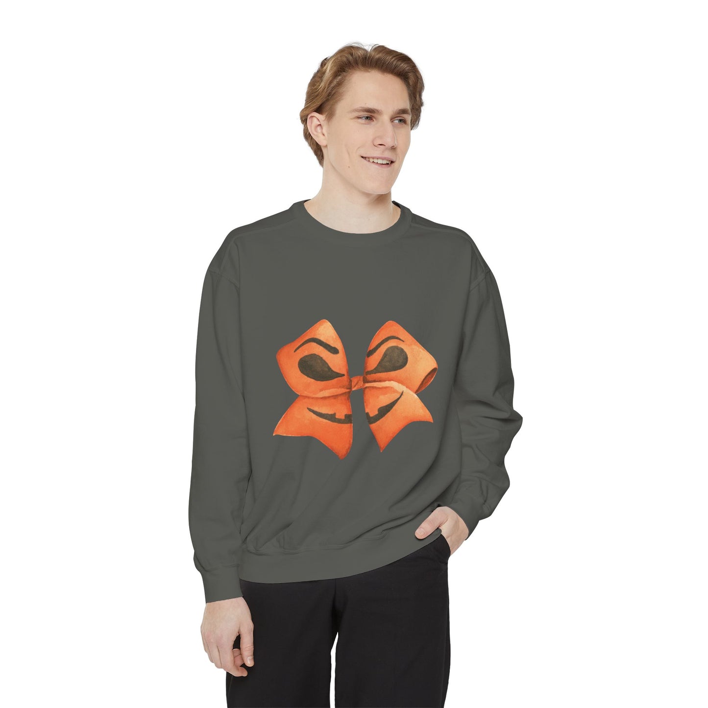 Pumpkin Bow Sweatshirt - Fall & Spring Comfort Colors Halloween Apparel