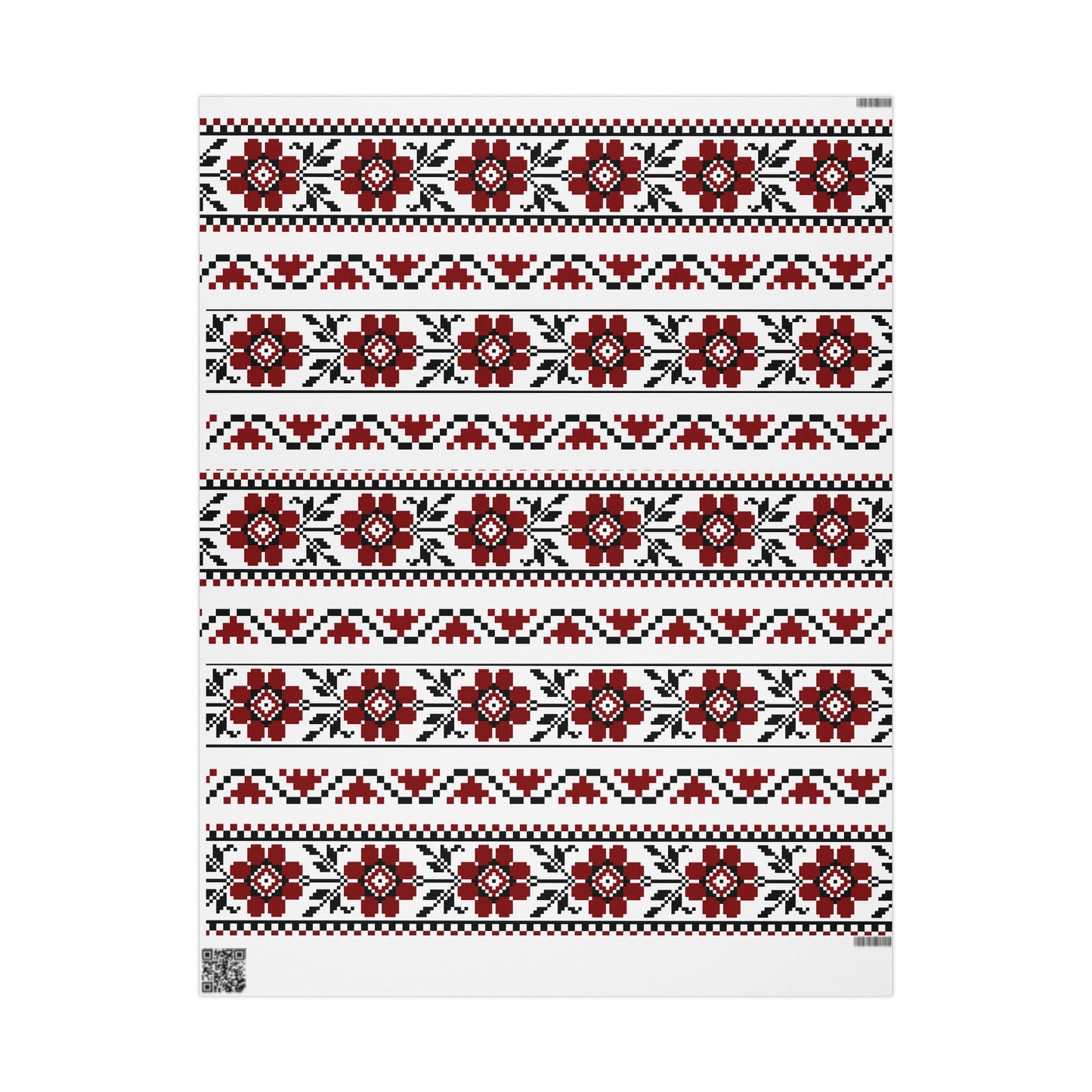 Copy of Wrapping Papers - Palestinian Tatreez White Red Black Traditional Design