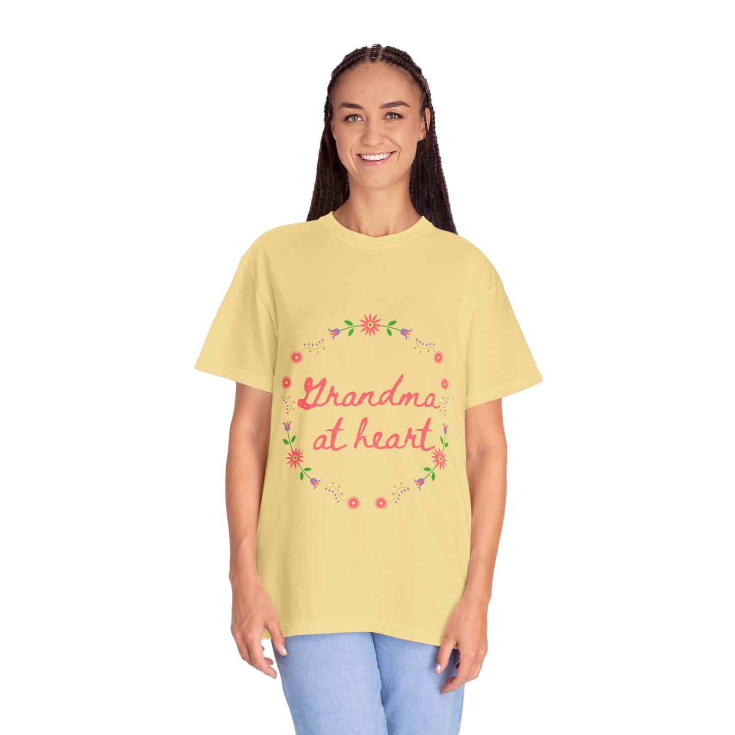 Grandma at Heart Unisex T-Shirt, Gift for Grandma, Floral Tee, Mother’s Day T-Shirt, Cute Grandparent Shirt, Family Love Apparel