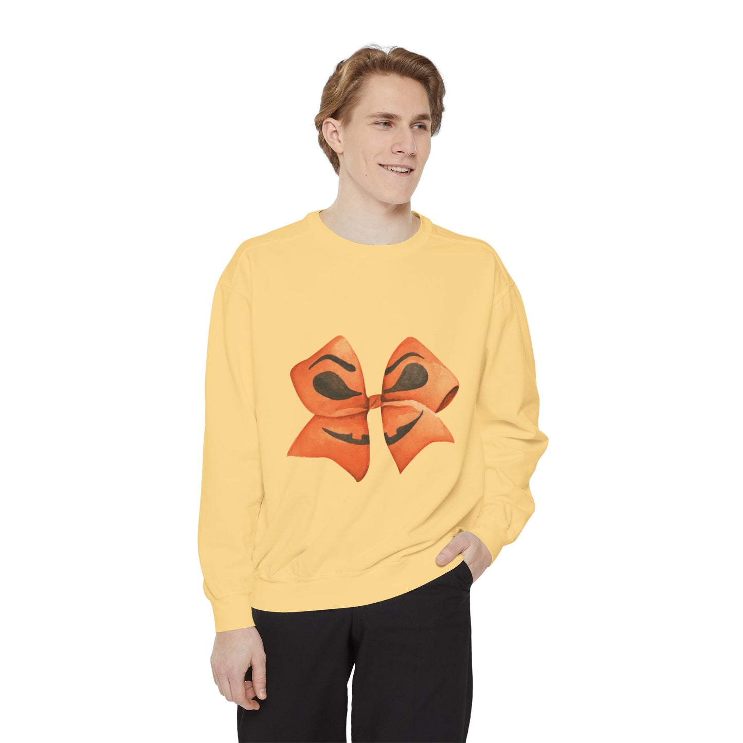 Pumpkin Bow Sweatshirt - Fall & Spring Comfort Colors Halloween Apparel