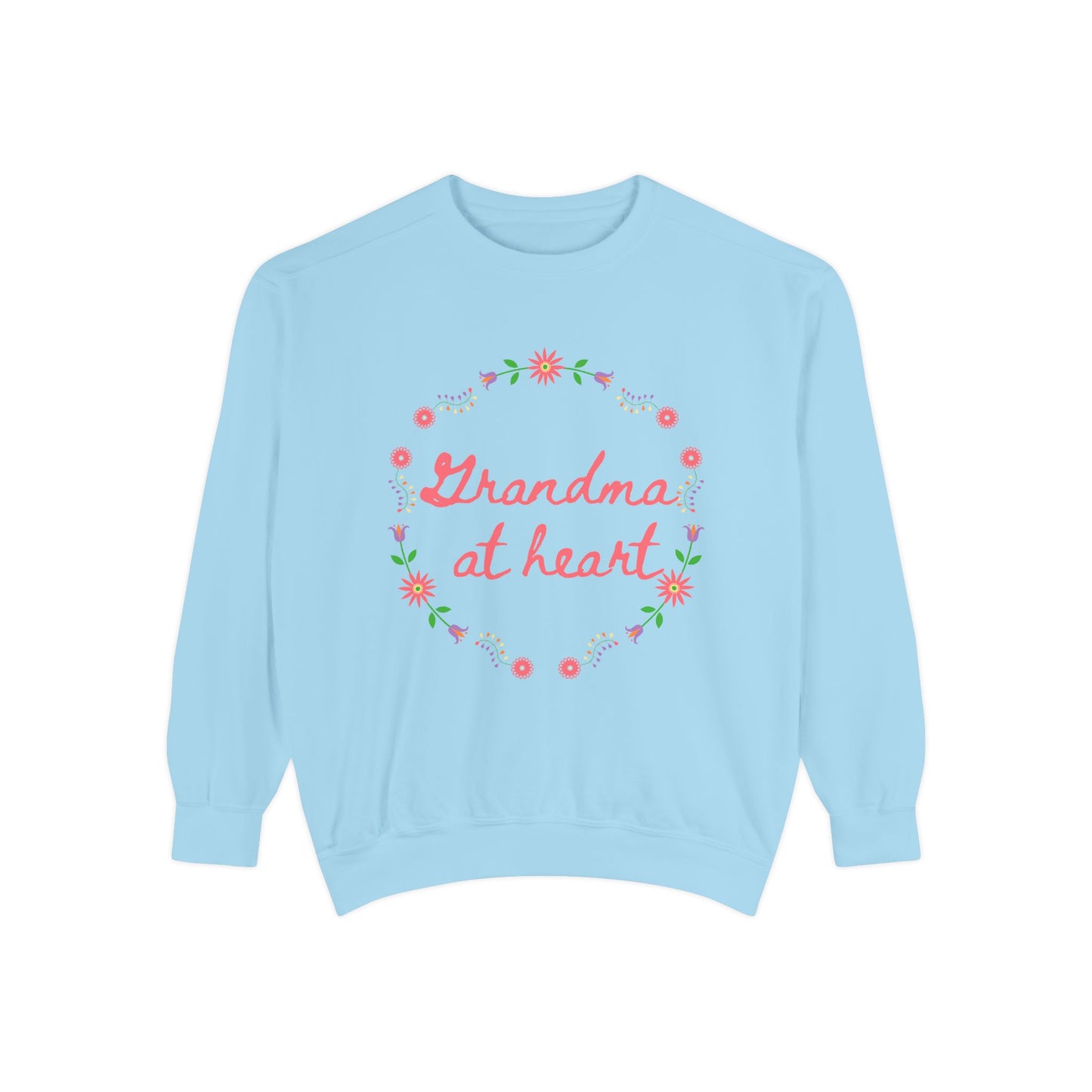 Grandma at Heart Sweatshirt, Cozy Gift for Grandma, Mother's Day Sweatshirt, Floral Design Pullover, Perfect for Warmth and Love