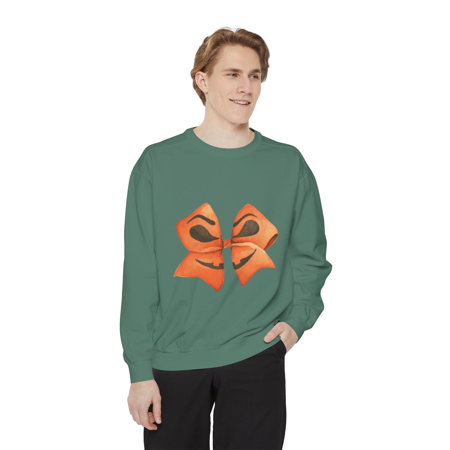 Pumpkin Bow Sweatshirt - Fall & Spring Comfort Colors Halloween Apparel