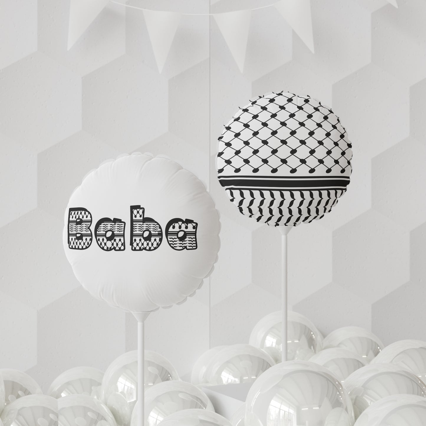 Balloon - Keffiyeh Print - Baba Dad in Arabic - 11"