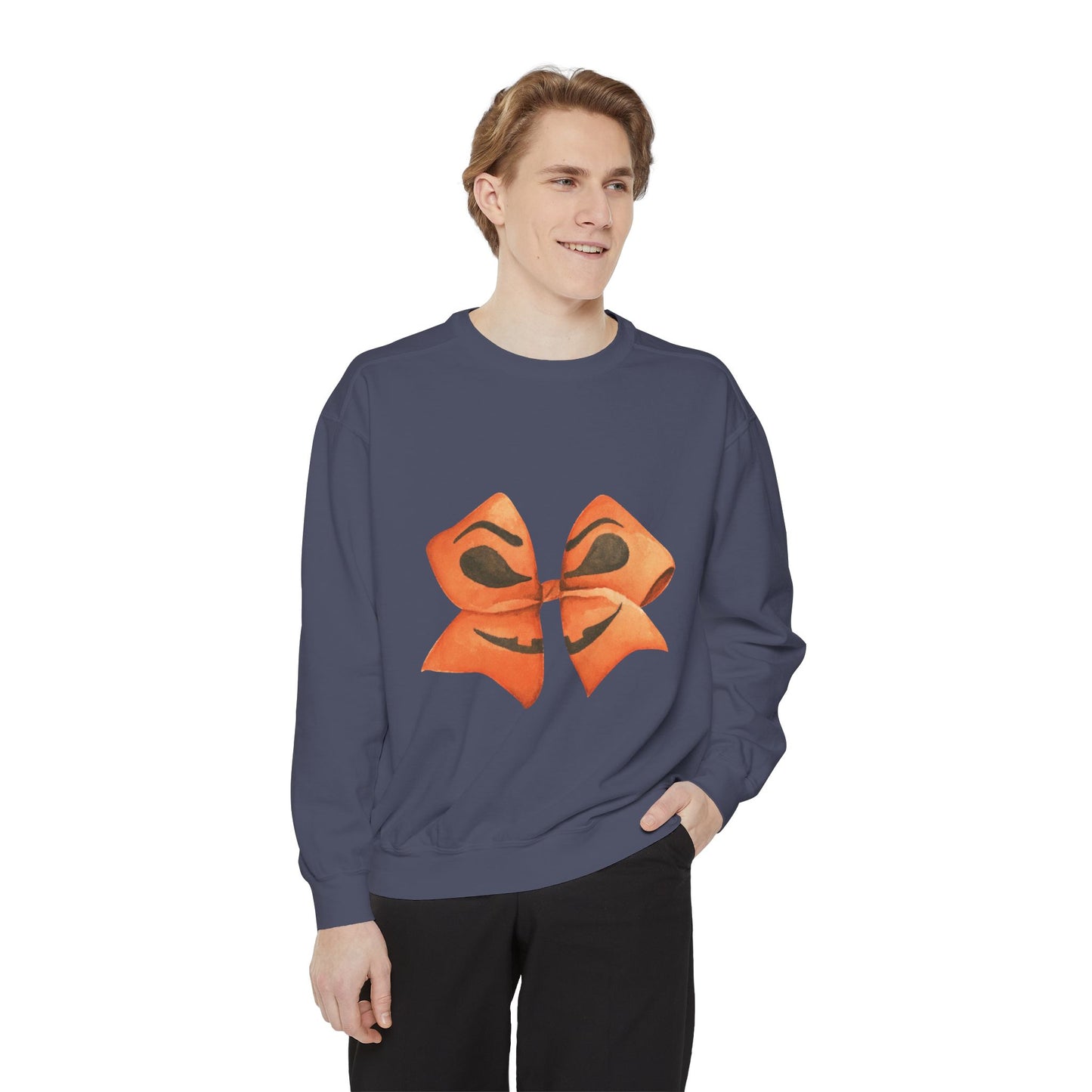 Pumpkin Bow Sweatshirt - Fall & Spring Comfort Colors Halloween Apparel