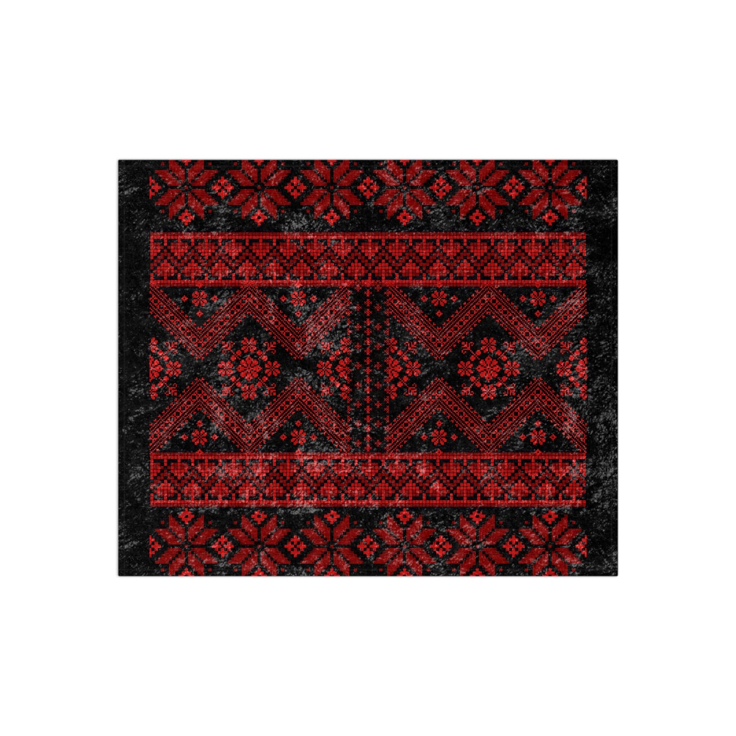 Tatreez Print Crushed Velvet Blanket