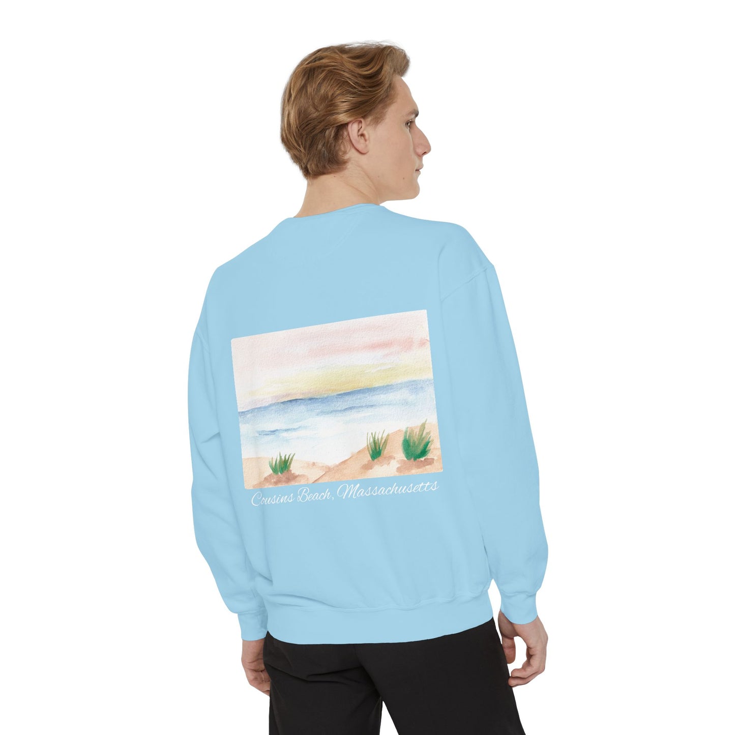 Team Jeremiah Unisex Sweatshirt - Water Color Beach Scene - Cousins Beach, Massachusetts
