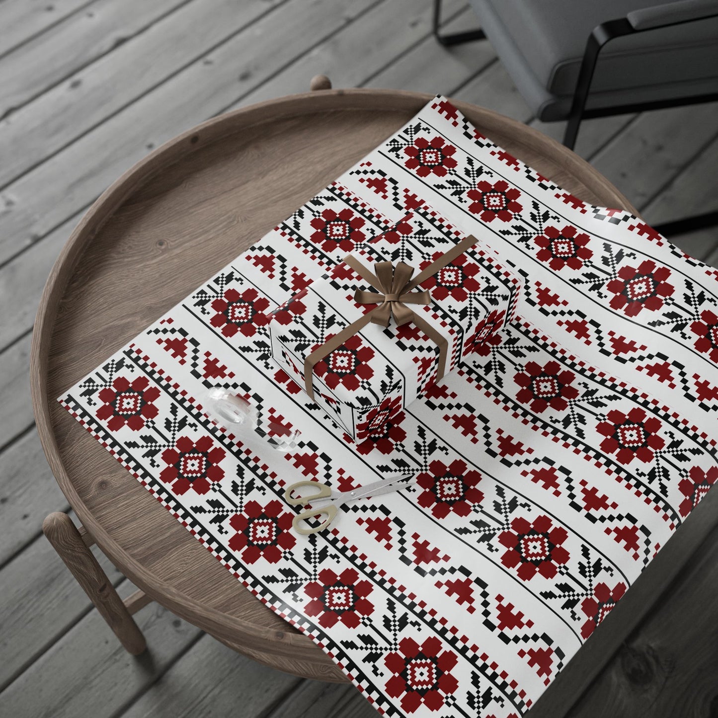 Copy of Wrapping Papers - Palestinian Tatreez White Red Black Traditional Design