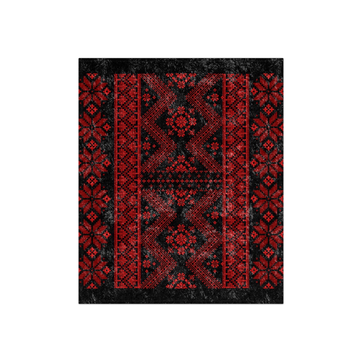 Tatreez Print Crushed Velvet Blanket