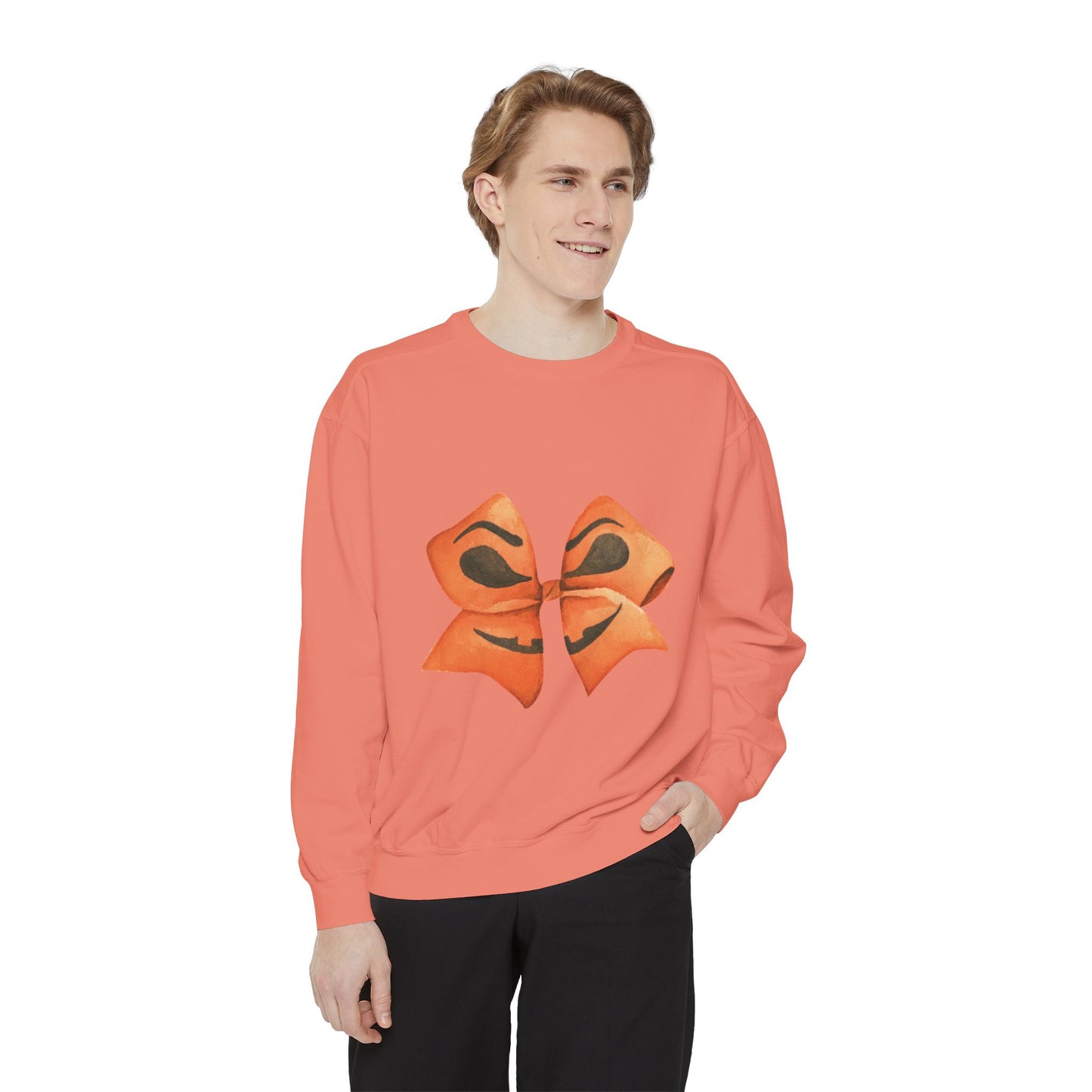 Pumpkin Bow Sweatshirt - Fall & Spring Comfort Colors Halloween Apparel