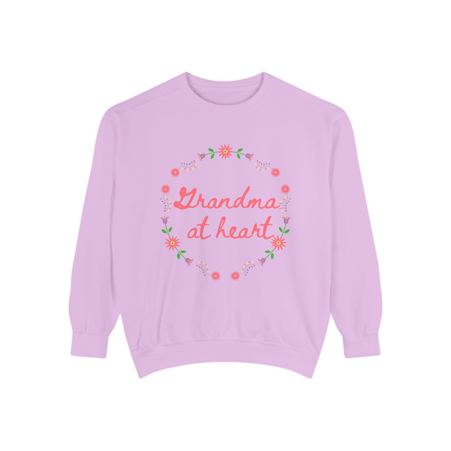 Grandma at Heart Sweatshirt, Cozy Gift for Grandma, Mother's Day Sweatshirt, Floral Design Pullover, Perfect for Warmth and Love