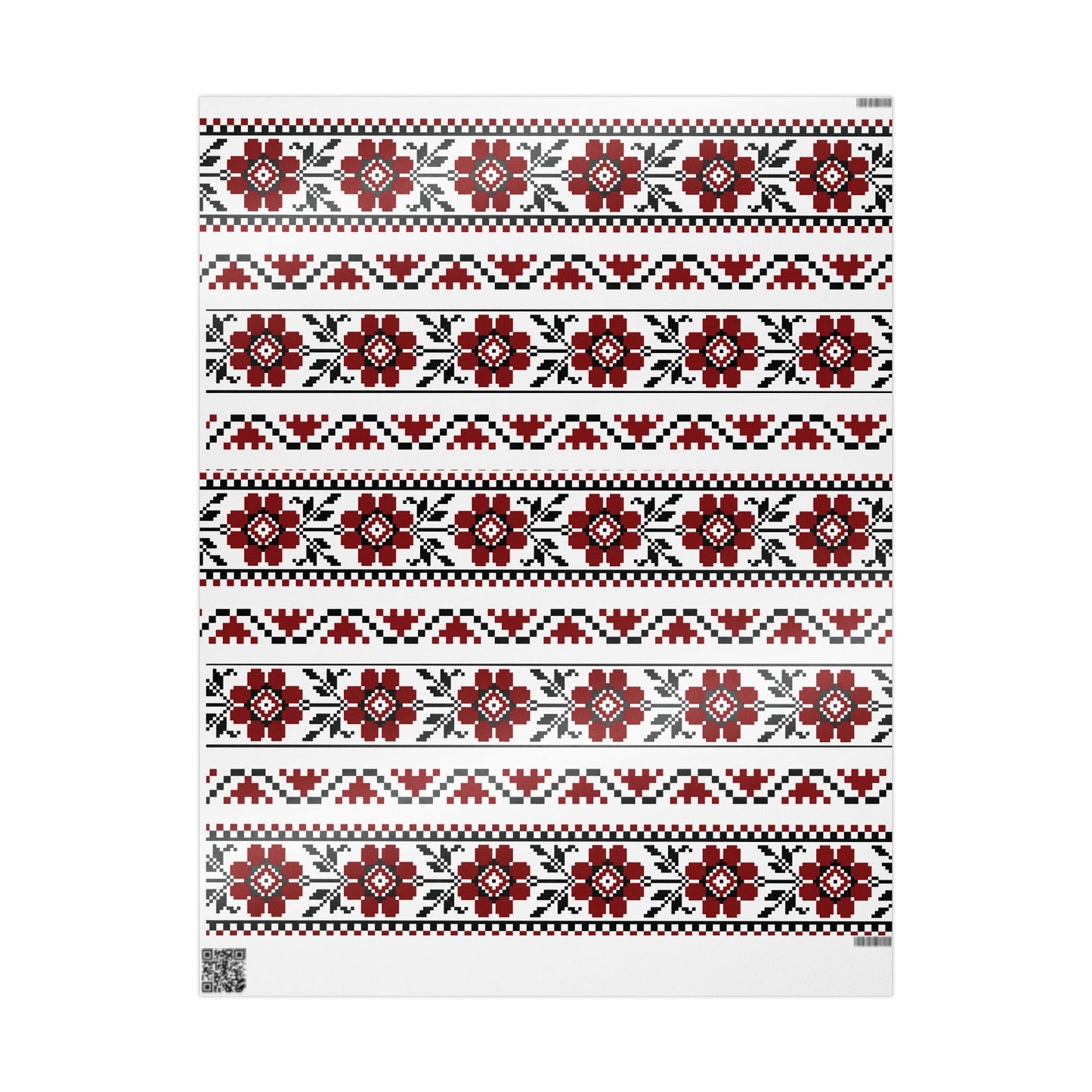 Copy of Wrapping Papers - Palestinian Tatreez White Red Black Traditional Design