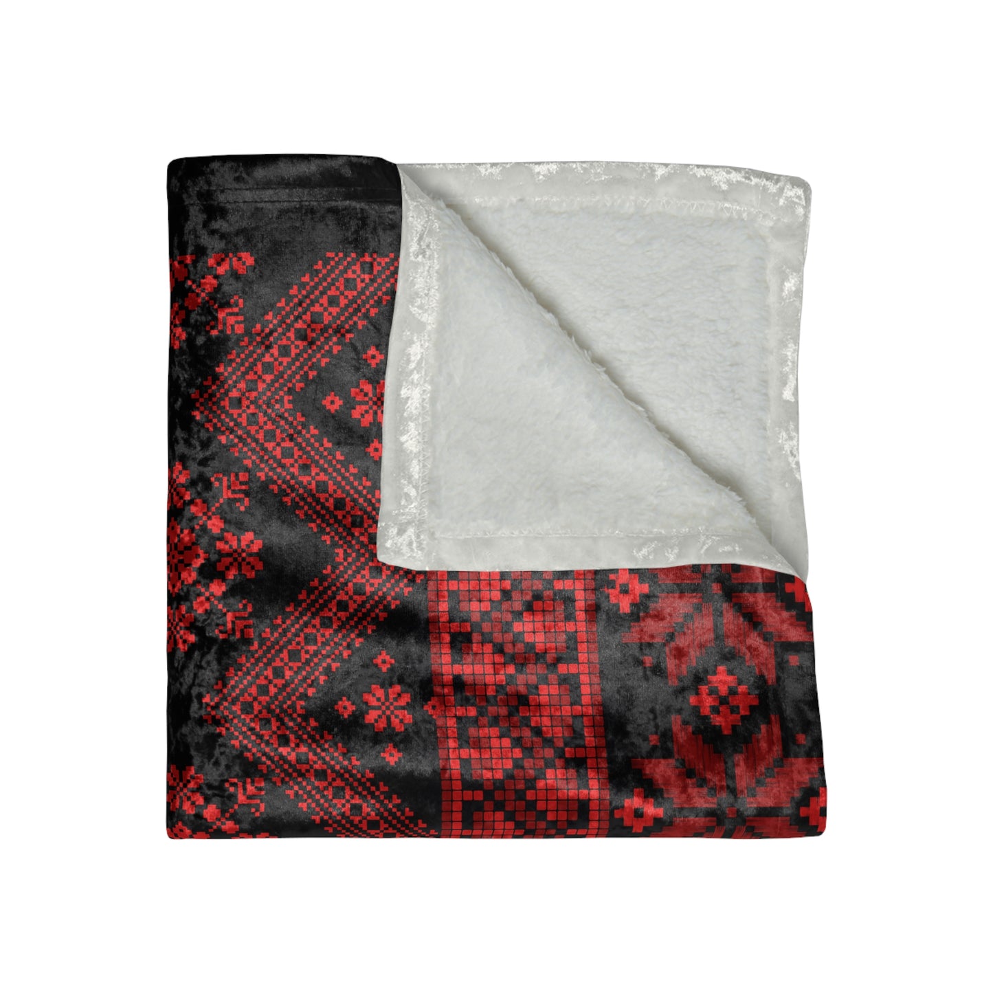 Tatreez Print Crushed Velvet Blanket