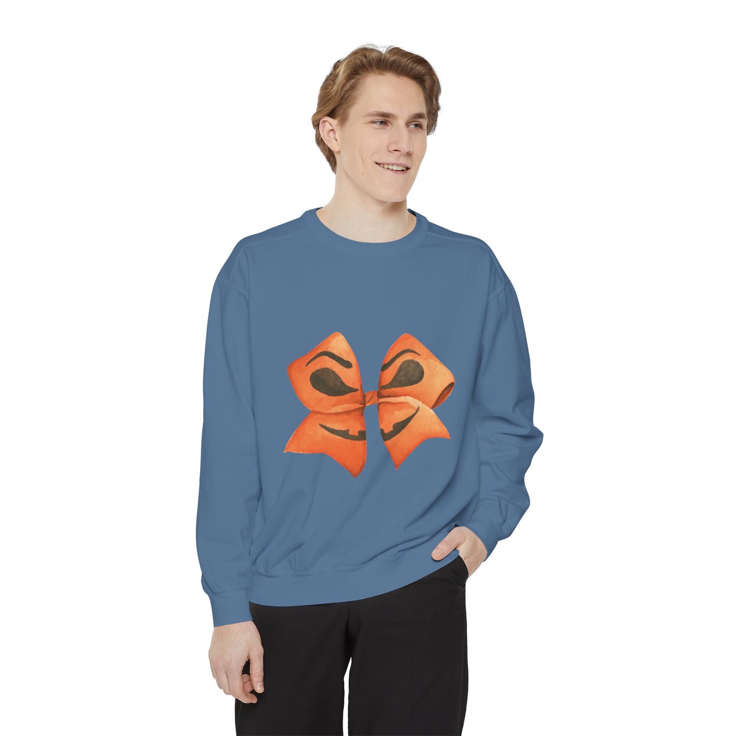 Pumpkin Bow Sweatshirt - Fall & Spring Comfort Colors Halloween Apparel