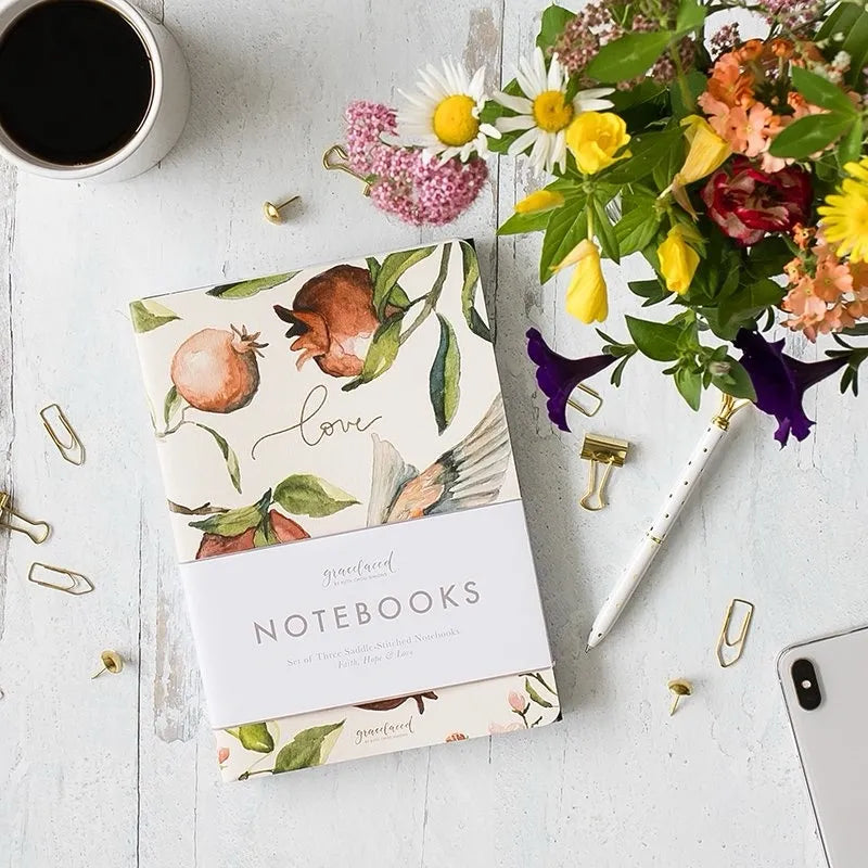 GraceLaced Lined Notebooks - Set of 3