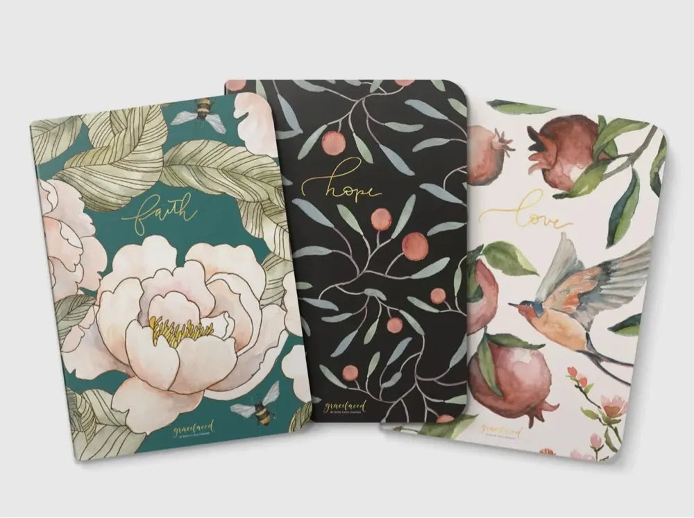 GraceLaced Lined Notebooks - Set of 3