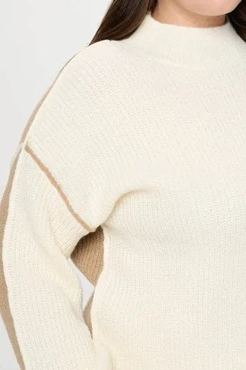 Neutral Exposed Seam Knit Sweater