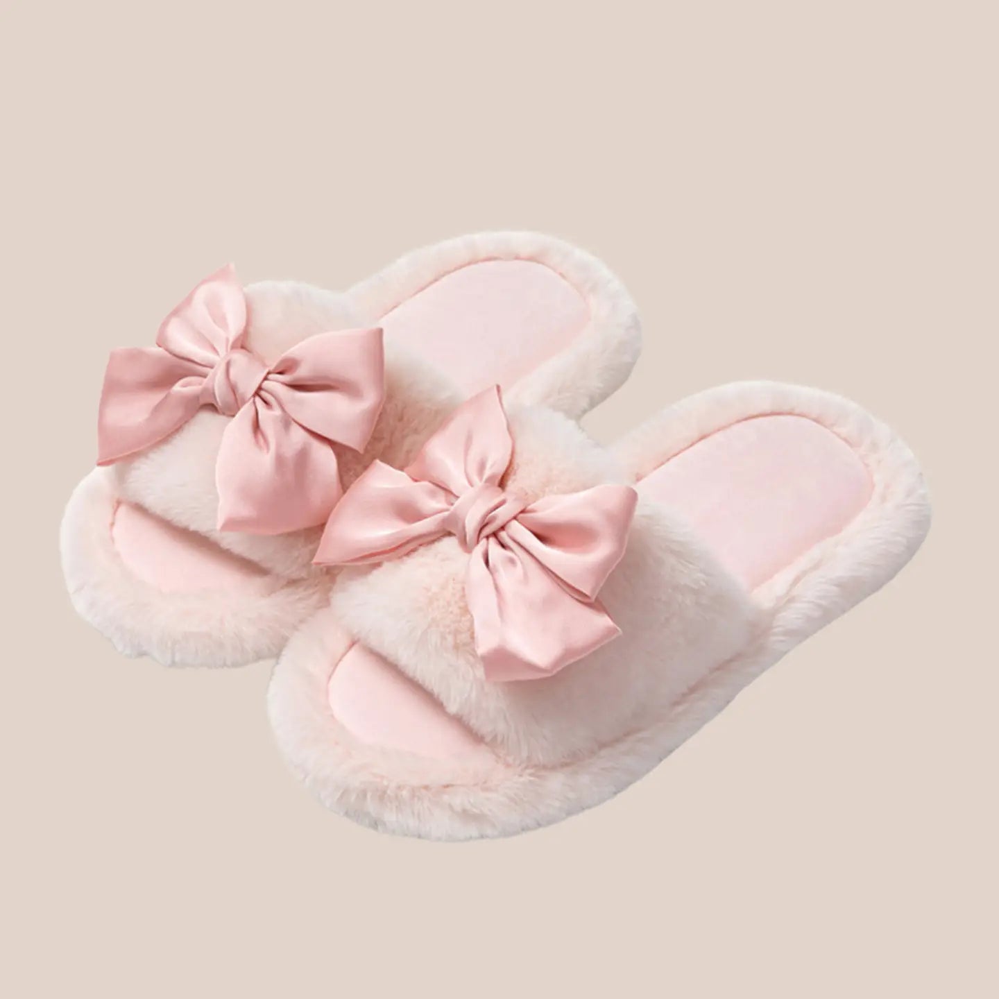Fuzzy Bow Slippers