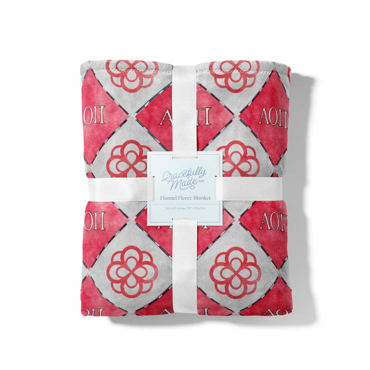 Alpha Omicron Pi Flannel Fleece Blanket