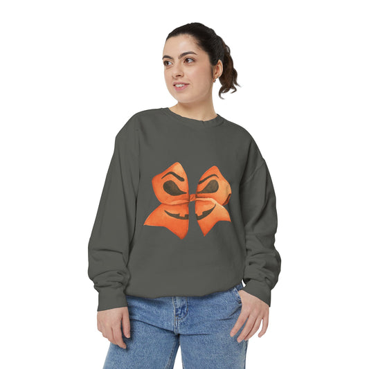 Pumpkin Bow Sweatshirt - Fall & Spring Comfort Colors Halloween Apparel