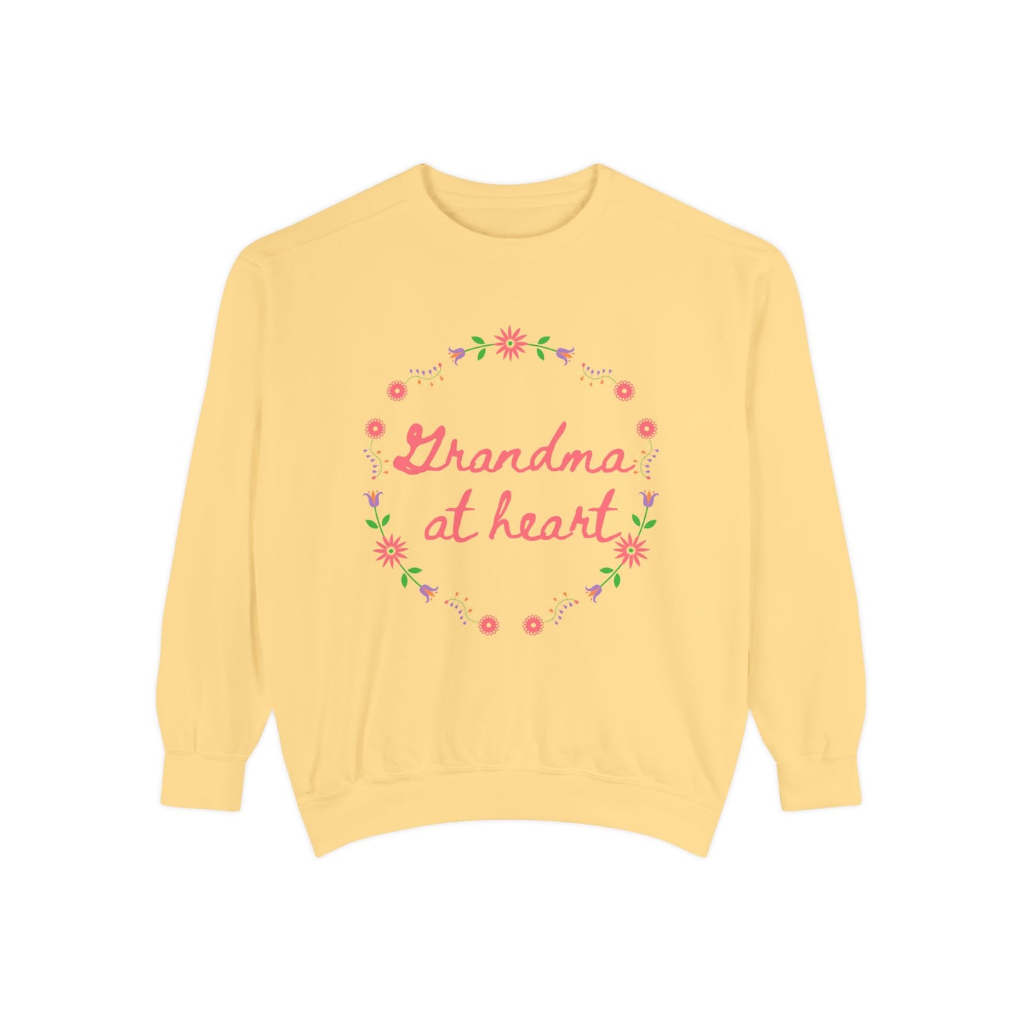 Grandma at Heart Sweatshirt, Cozy Gift for Grandma, Mother's Day Sweatshirt, Floral Design Pullover, Perfect for Warmth and Love