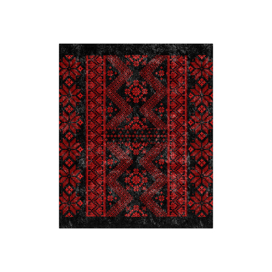 Tatreez Print Crushed Velvet Blanket
