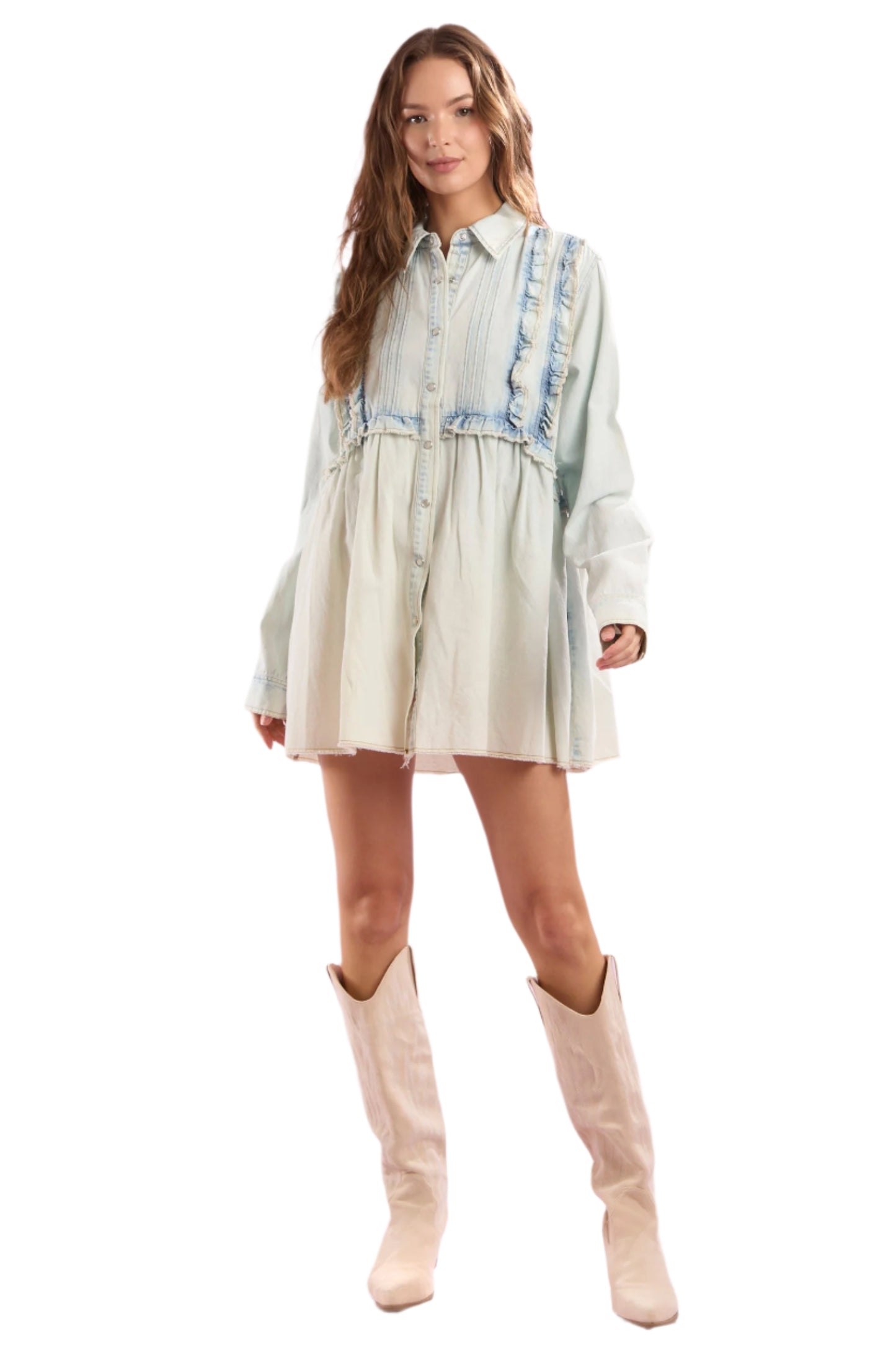 Baby Blue Denim Mini Dress
