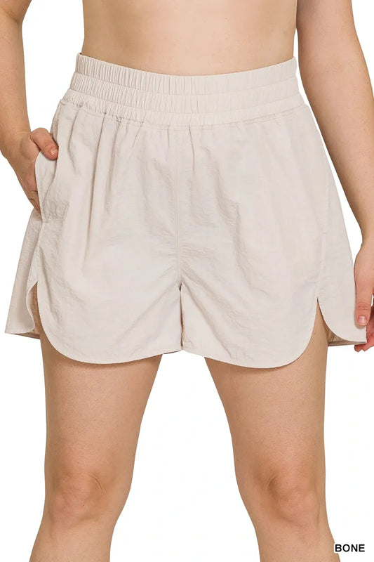 Curvy Ribbed Waistband Running Shorts