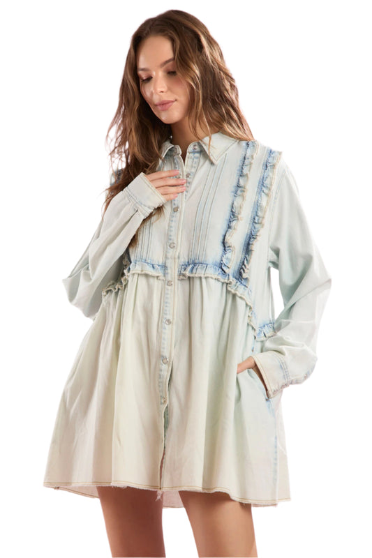 Baby Blue Denim Mini Dress
