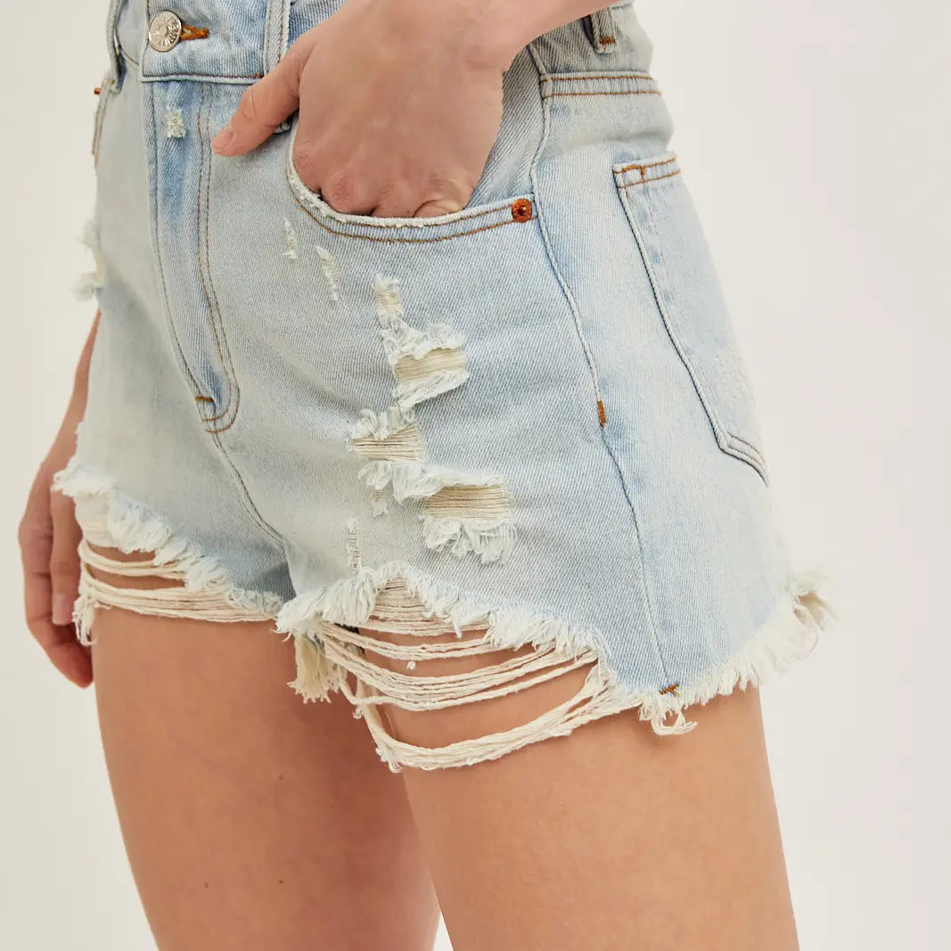 Light Wash High Waist Short