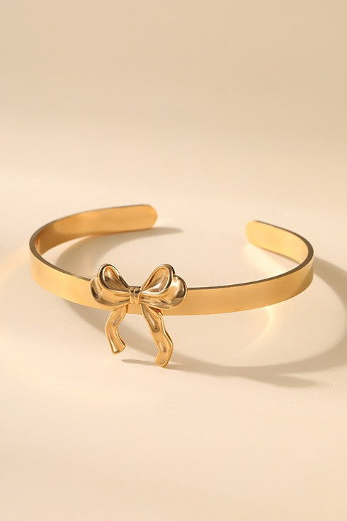 18K Bow Non-Tarnish Waterproof Stainless Steel Bangle