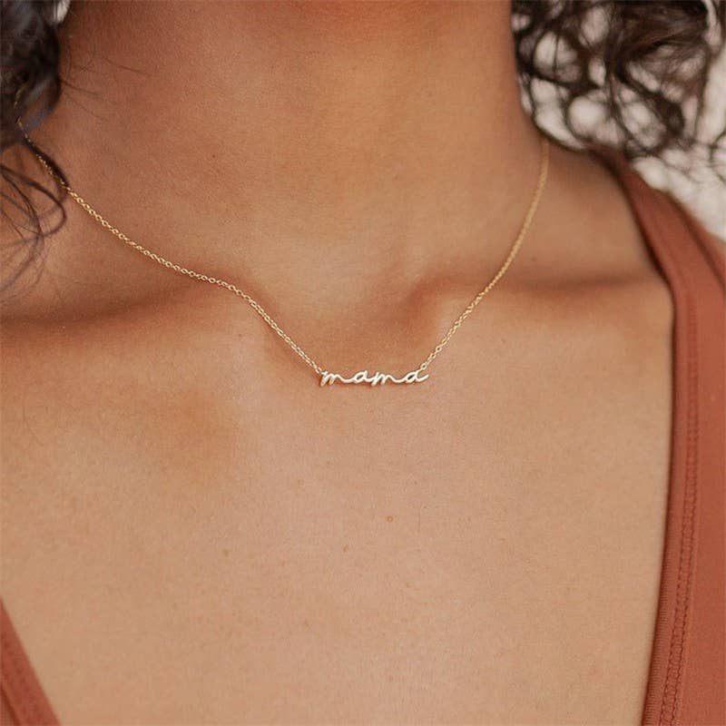 18K Stainless Steel Tarnish Free Mama Necklace